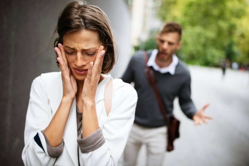 a couple arguing with each other