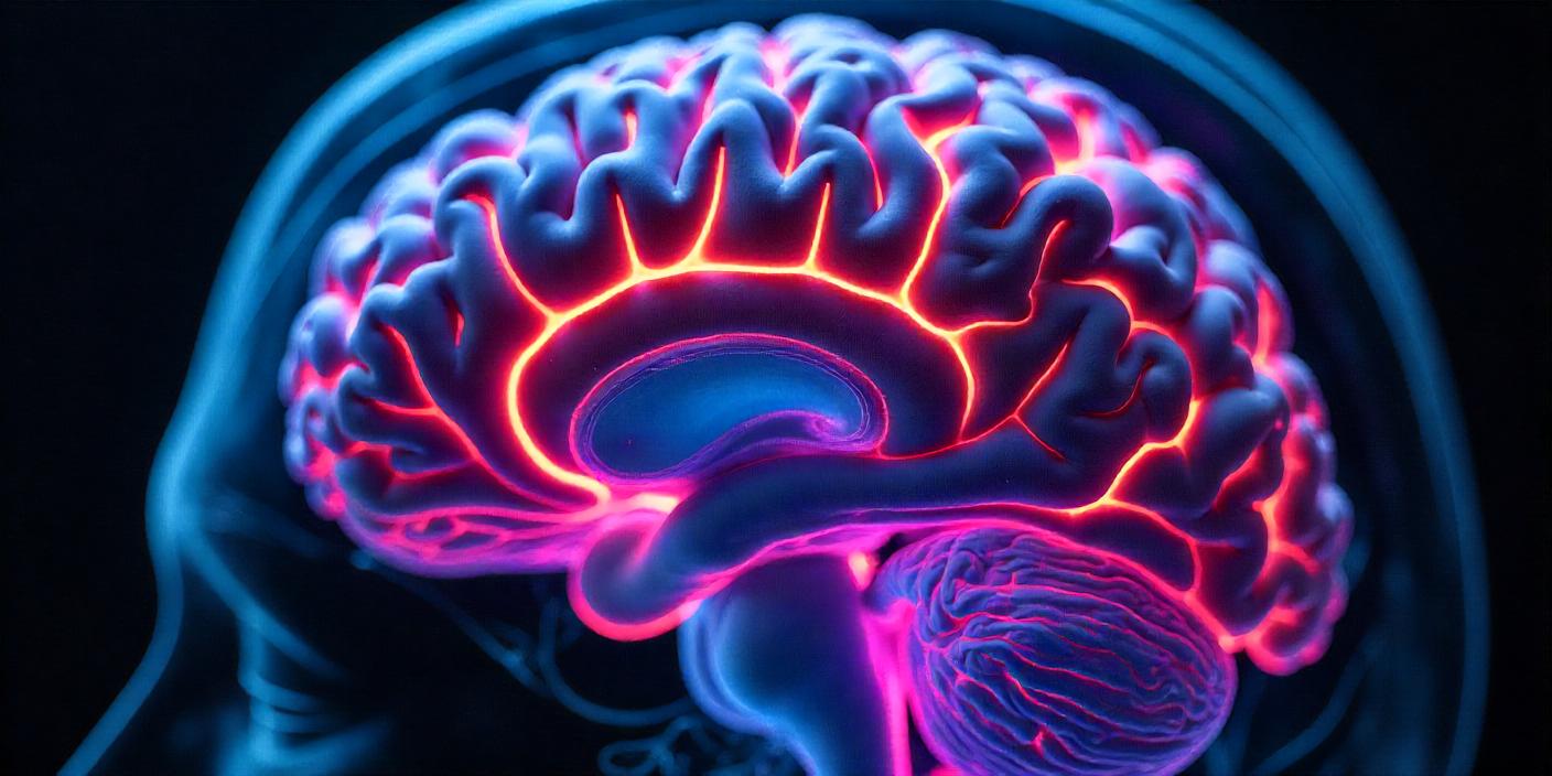Close-up of a brain scan illustrating neural pathways lighting up under the influence of psilocybin