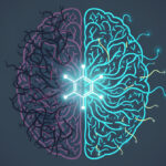 illustration of a brain healing with ketamine molecule, representing how ketamine therapy works in simple scientific terms